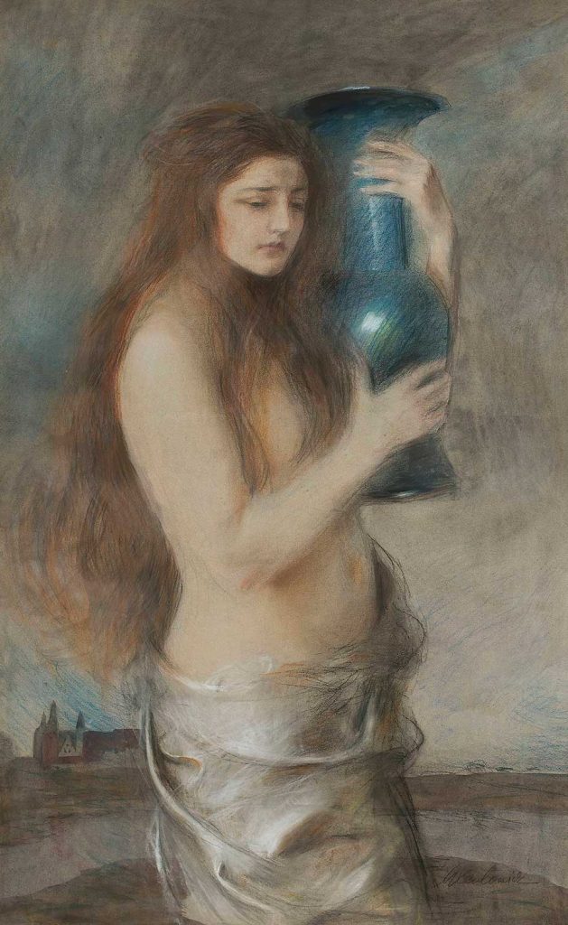 Girl With A Blue Vase by Teodor Axentowicz