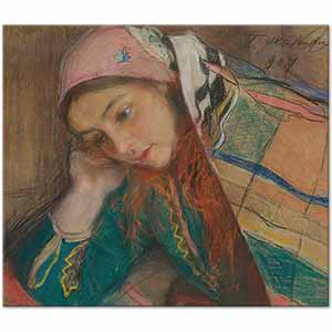 Portrait of a Girl in Krakow Costume by Teodor Axentowicz