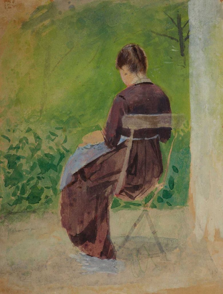 Study of a Woman Sitting in a Garden by Teodor Axentowicz