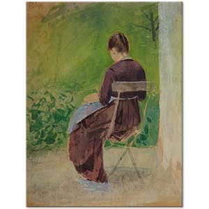 Study of a Woman Sitting in a Garden by Teodor Axentowicz