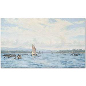 Fishing Boats with Outriggers Ceylon by Vilhelm Arnesen