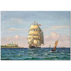 Sailing Ships off Kronborg Denmark by Vilhelm Arnesen