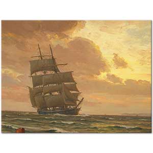 Three Masted Ship Near a Coast by Vilhem Arnesen