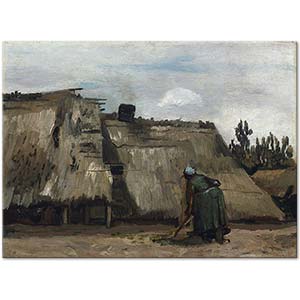 A Peasant Woman Digging in Front of Her Cottage by Vincent van Gogh
