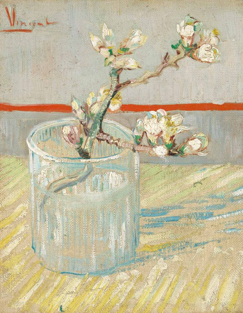 Sprig of Flowering Almond in a Glass by Vincent van Gogh