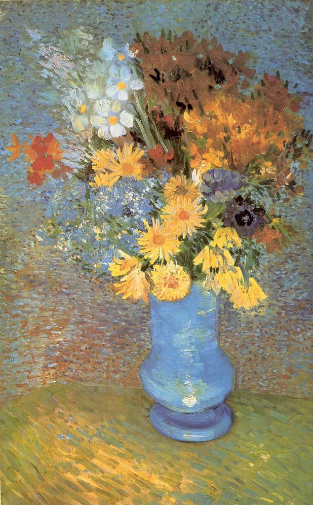 Flowers in a Blue Vase by Vincent van Gogh