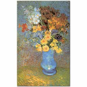 Flowers in a Blue Vase by Vincent van Gogh