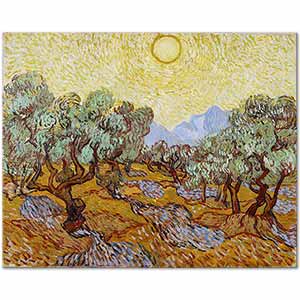 Olive Trees With Yellow Sky And Sun by Vincent van Gogh