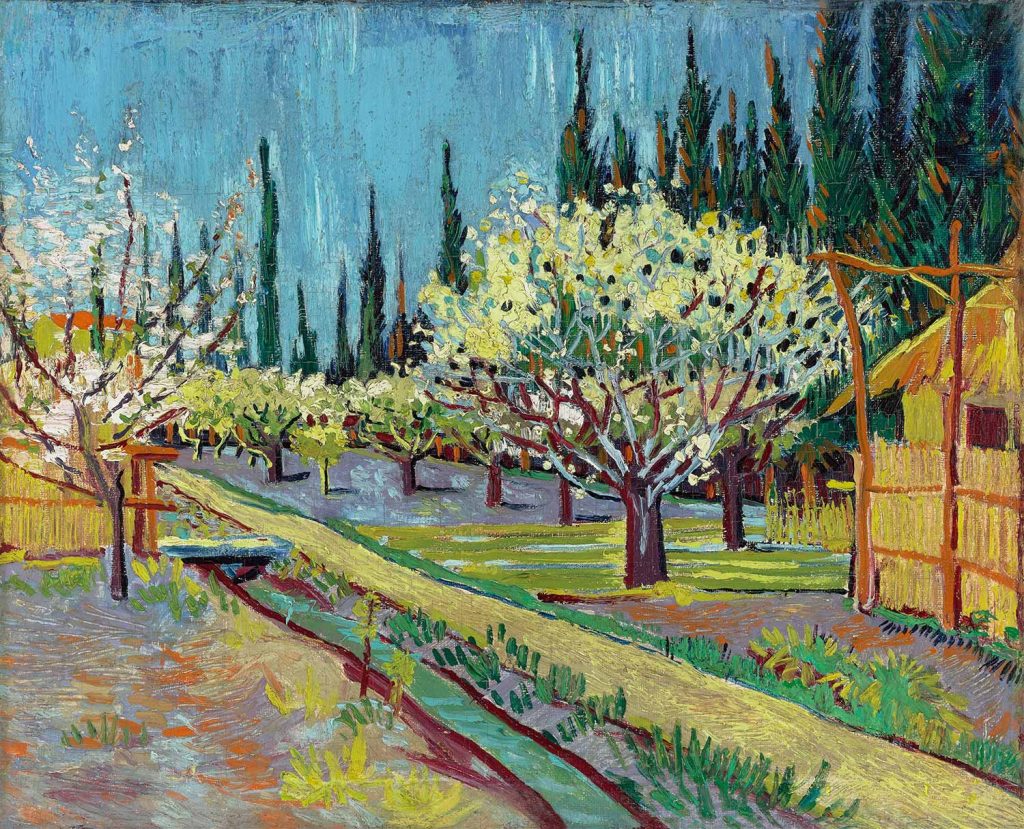 Orchard Bordered By Cypresses by Vincent van Gogh