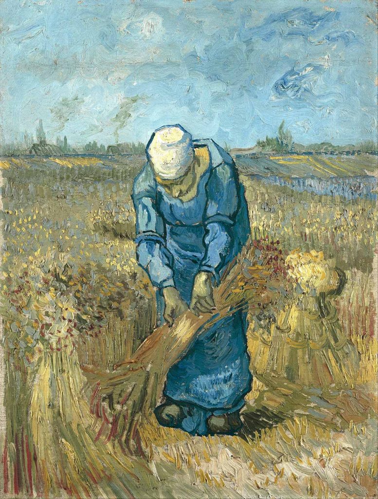 Peasant Woman Binding Sheaves by Vincent van Gogh