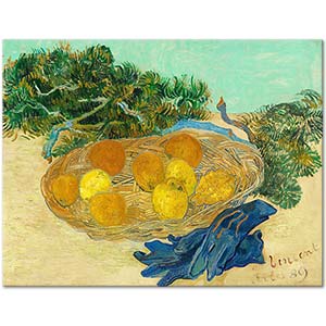 Still Life Of Oranges And Lemons With Blue Gloves by Vincent van Gogh