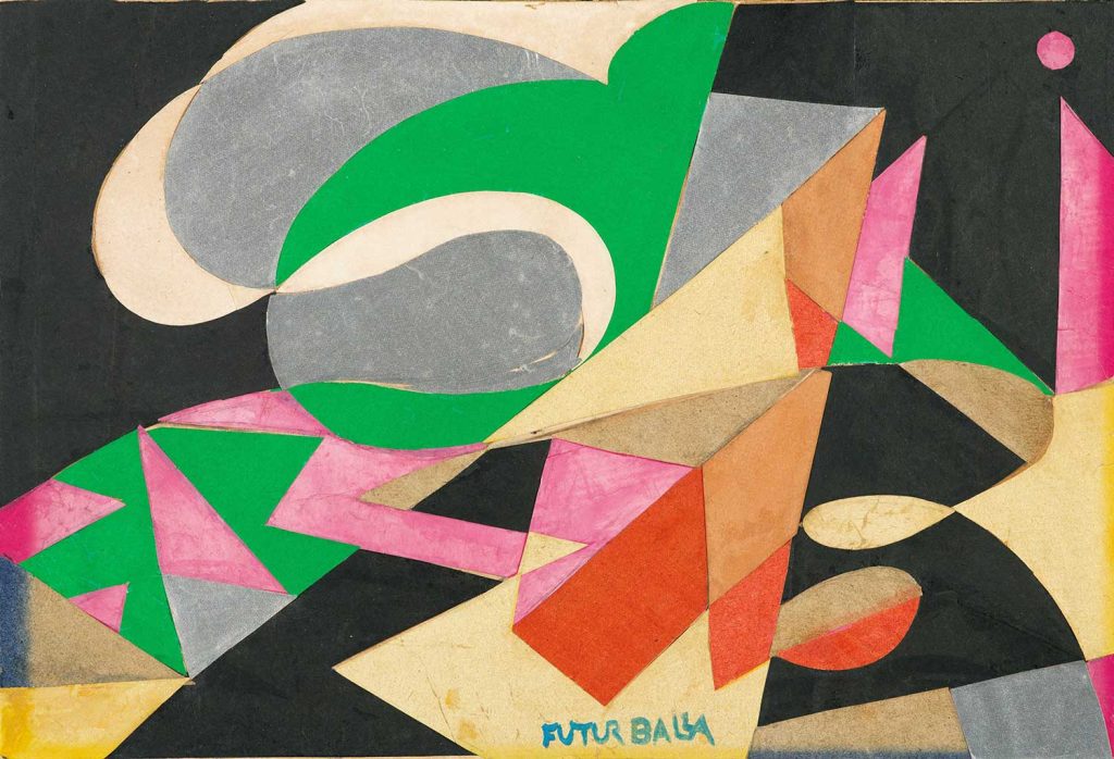 Pattern with the Word Tissue by Giacomo Balla