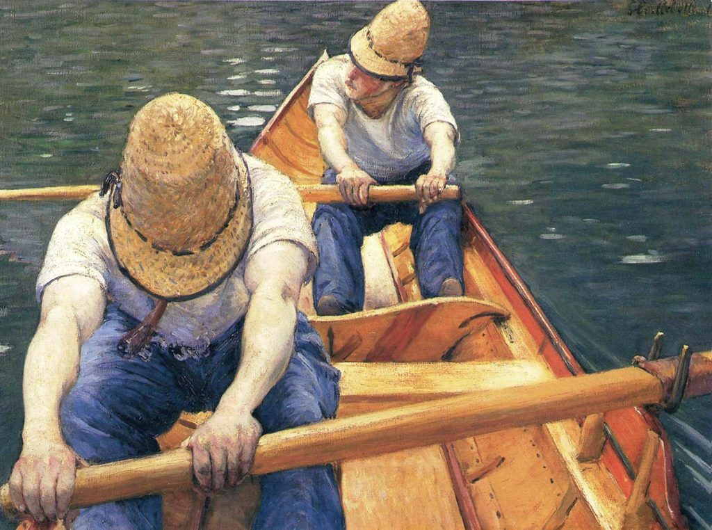 Boaters Rowing on the Yerres by Gustave Caillebotte