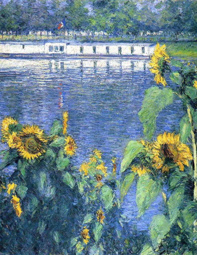 Sunflowers on the Banks of the Seine Gustave Caillebotte