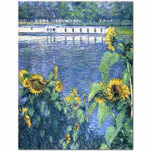 Sunflowers on the Banks of the Seine Gustave Caillebotte