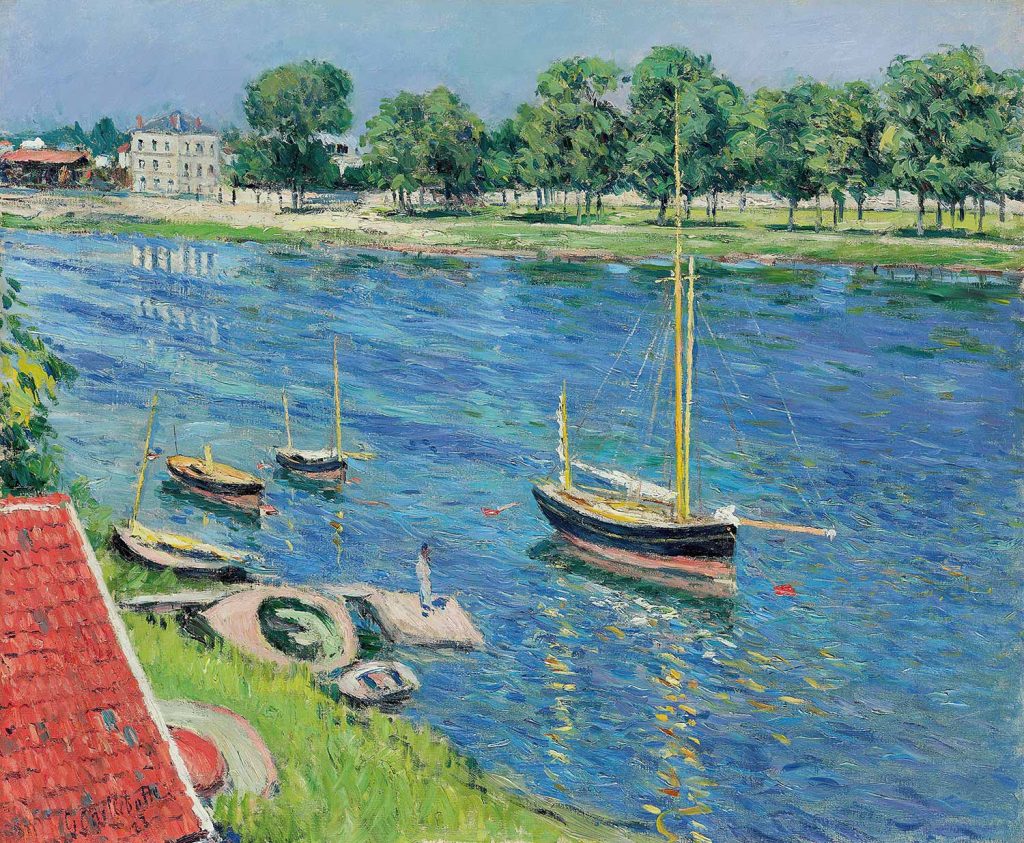 The Seine at Argenteuil Boats at Anchor by Gustave Caillebotte