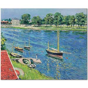 The Seine at Argenteuil Boats at Anchor by Gustave Caillebotte
