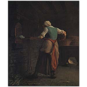 A Woman Baking Bread by Jean-François Millet