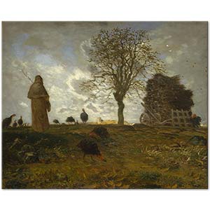 Autumn Landscape with a Flock of Turkeys by Jean-François Millet