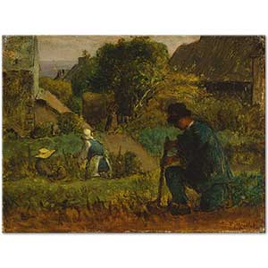 Garden Scene by Jean-François Millet