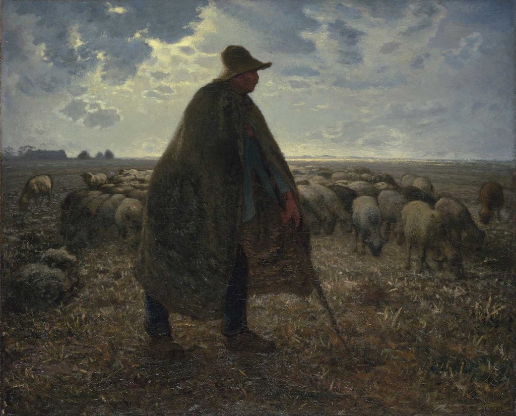 Shepherd Tending His Flock by Jean-François Millet