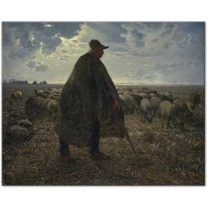 Shepherd Tending His Flock by Jean-François Millet