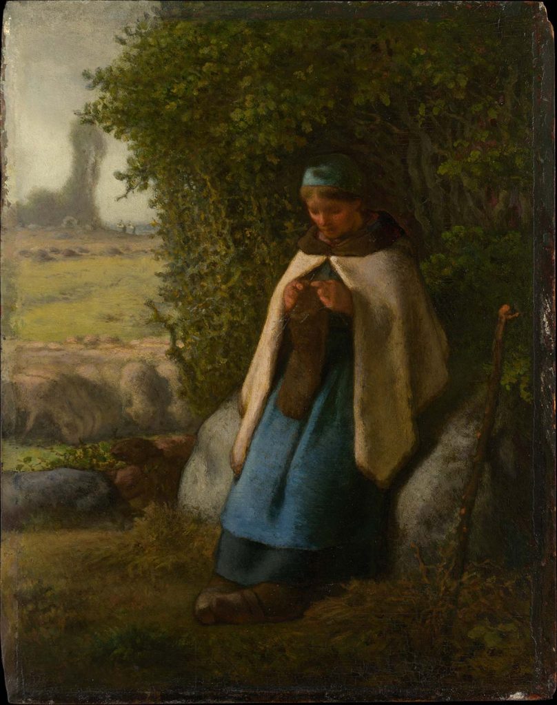 Shepherdess Seated on a Rock by Jean-François Millet
