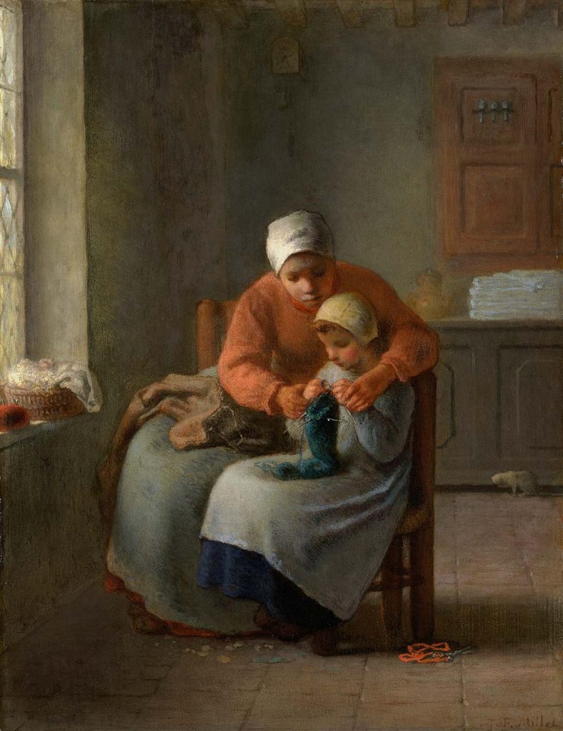The Knitting Lesson by Jean-François Millet