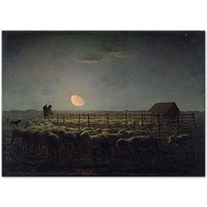 The Sheepfold Moonlight by Jean-François Millet