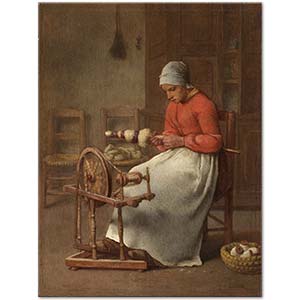 Woman Spinning by Jean-François Millet