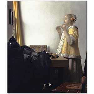 Woman with a Pearl Necklace by Johannes Vermeer