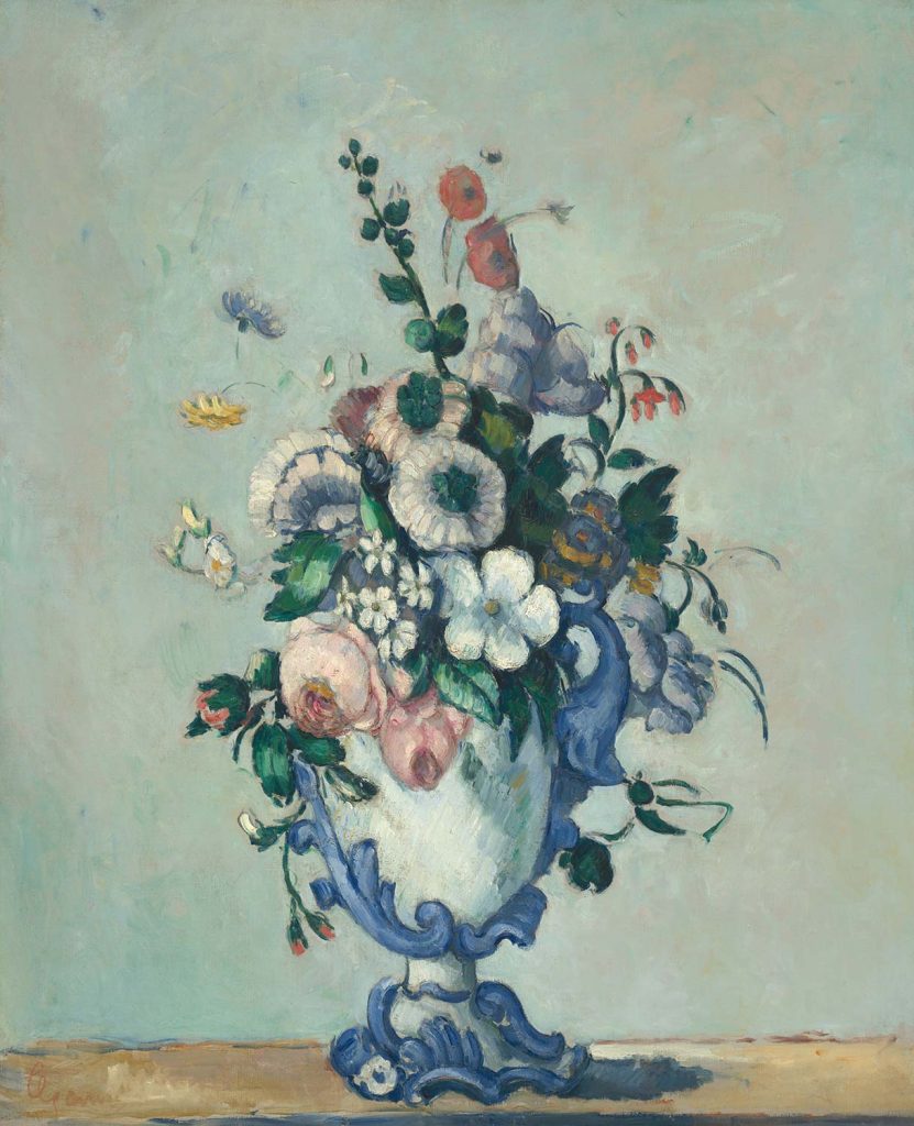 Flowers in a Rococo Vase by Paul Cézanne