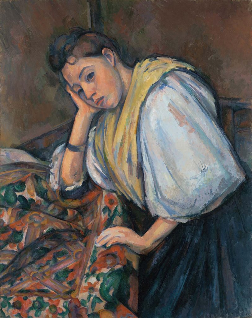 Young Italian Woman at a Table by Paul Cézanne