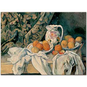 Still Life with a Curtain by Paul Cézanne