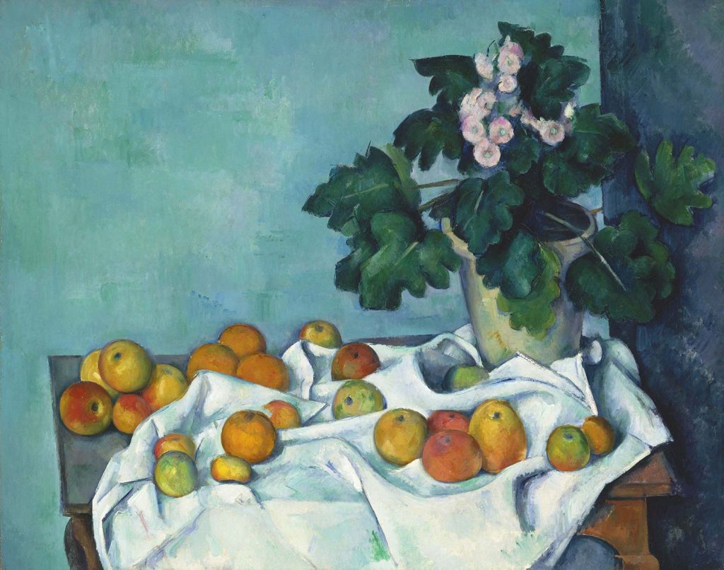 Still Life with Apples and a Pot of Primroses by Paul Cézanne