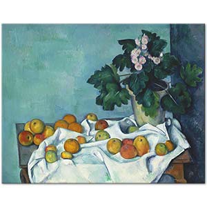 Still Life with Apples and a Pot of Primroses by Paul Cézanne