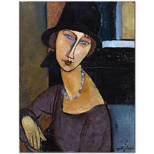 Jeanne Hebuterne with Hat and Necklace by Amedeo Modigliani