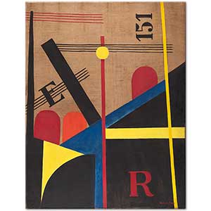 Large Railway Painting by László Moholy-Nagy