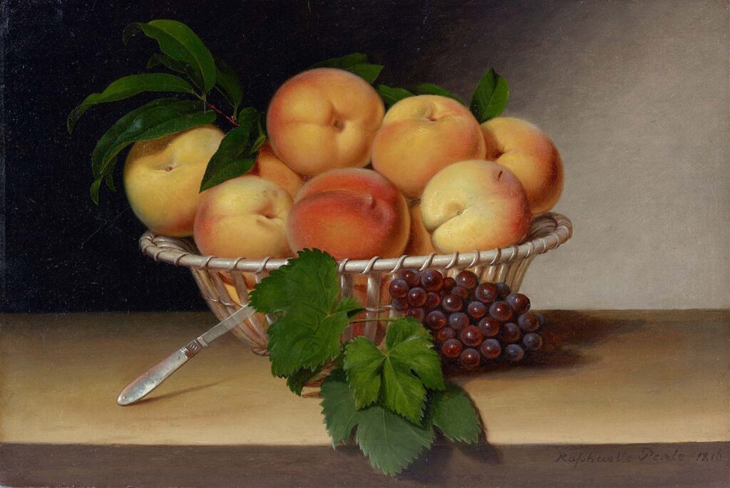 Still Life Basket of Peaches by Raphaelle Peale