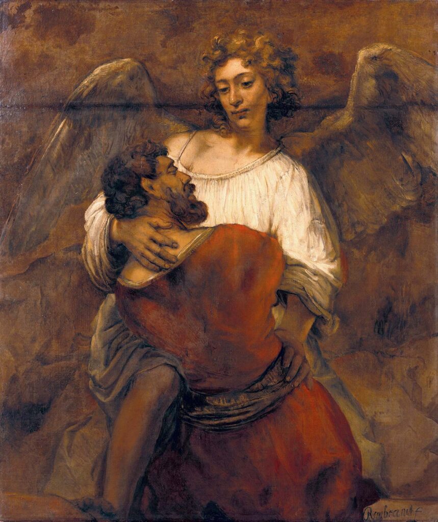 Jacob Wrestling with the Angel by Rembrandt van Rijn
