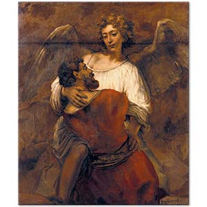 Jacob Wrestling with the Angel by Rembrandt van Rijn