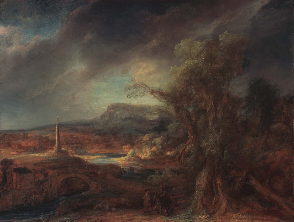 Landscape with an Obelisk by Rembrandt van Rijn