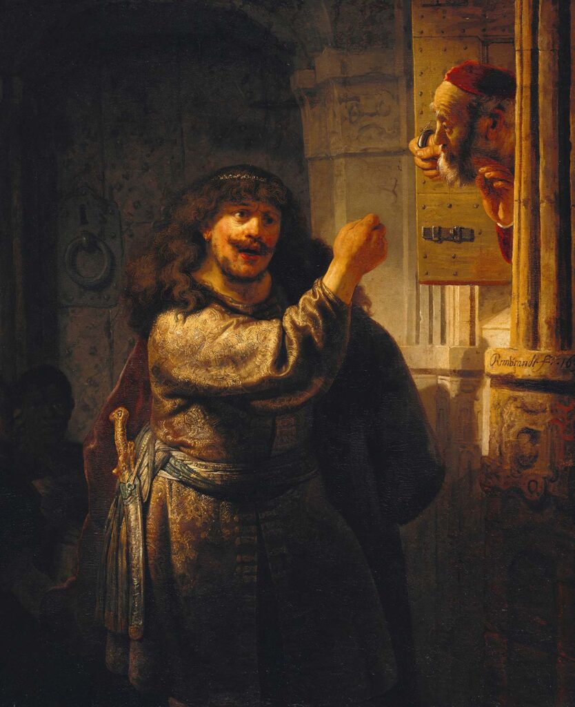 Samson Threatening His Father-in-Law by Rembrandt