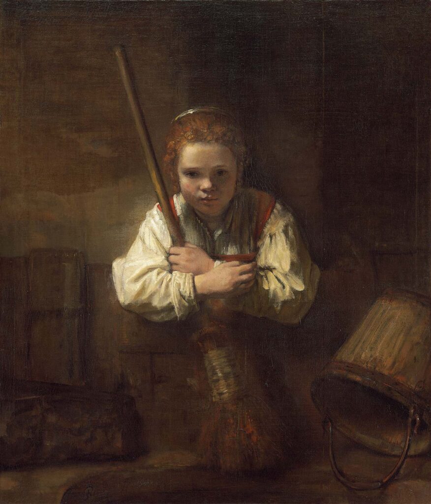 A Girl with a Broom by Rembrandt van Rijn