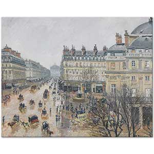 Place du Théâtre Français Paris, Rain by Camille Pissarro