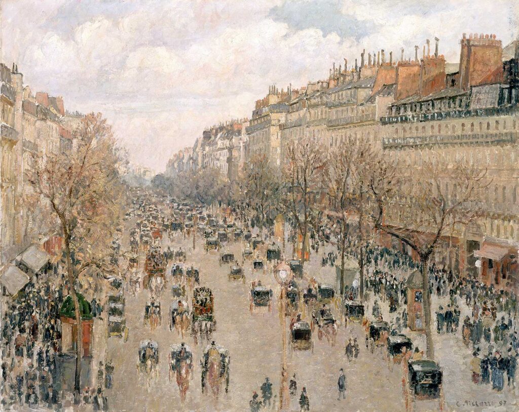 The Boulevard Montmartre in Paris by Camille Pissarro