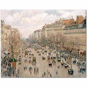 The Boulevard Montmartre in Paris by Camille Pissarro