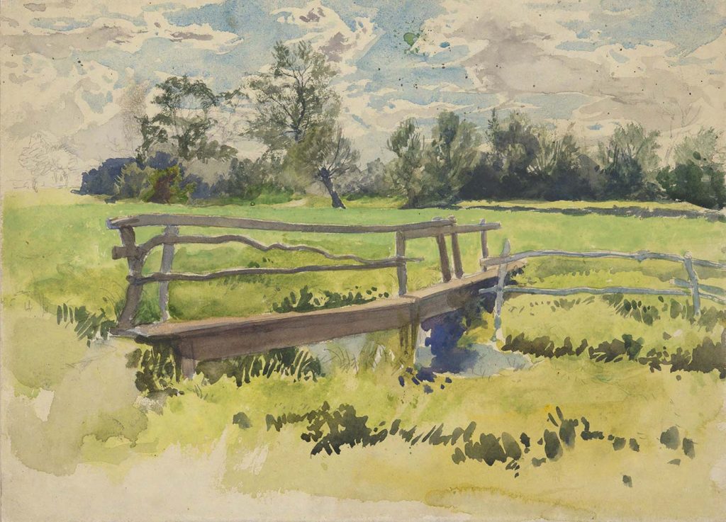 Landscape Marsh and Bridge by Edwin Austin Abbey