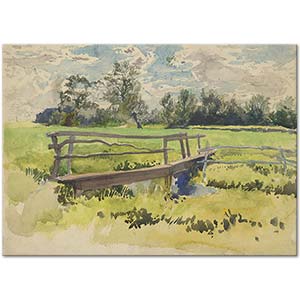 Landscape Marsh and Bridge by Edwin Austin Abbey