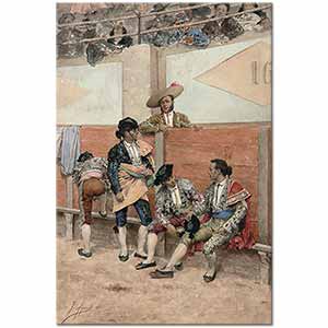 A Rest During the Bullfight by Joaquin Agrasot